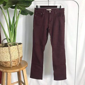 Levi's Burgundy Twill 505 Straight Pants 29